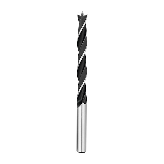 BLACKDECKER BD0050CS wood drill bit with spiral flutes, front angle, silver and black finish.