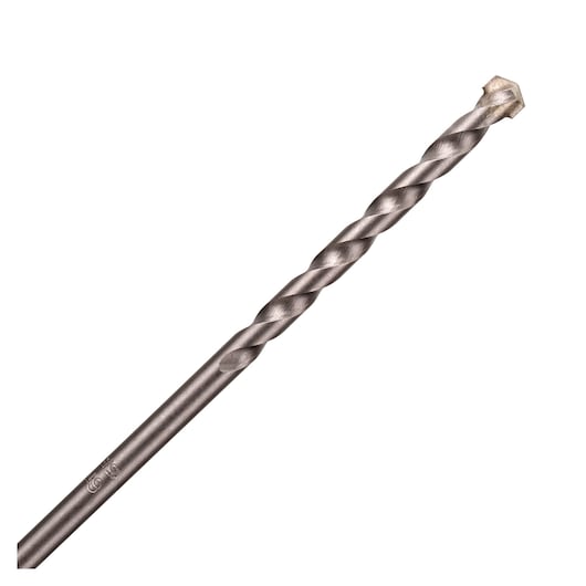 BLACKDECKER BD0090CS masonry drill bit in steel, close-up angled view, spiral fluted shaft.