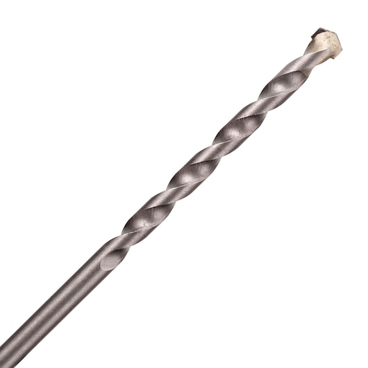 BLACKDECKER BD0090CS masonry drill bit, silver color, close-up view, spiral fluted tip.