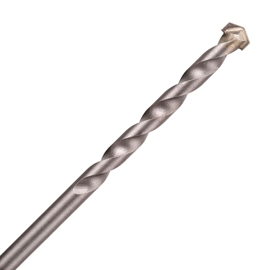 BLACKDECKER BD0090CS masonry drill bit side view, silver color, spiral fluted design, white background.